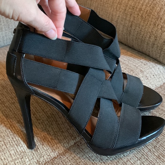 Calvin Klein Shoes - NWOT Calvin Klein leather & bandage elastic strap platform heels 5”heels sz8.5